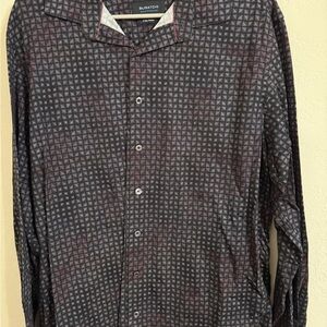 Bugatchi Men's Black and Gray Long Sleeve Shirt